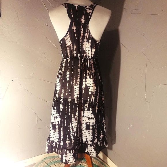 Xhilaration Large Black Tie Dye Hi Lo Ruffle Racerback Chiffon Sleeveless Dress - Picture 10 of 11
